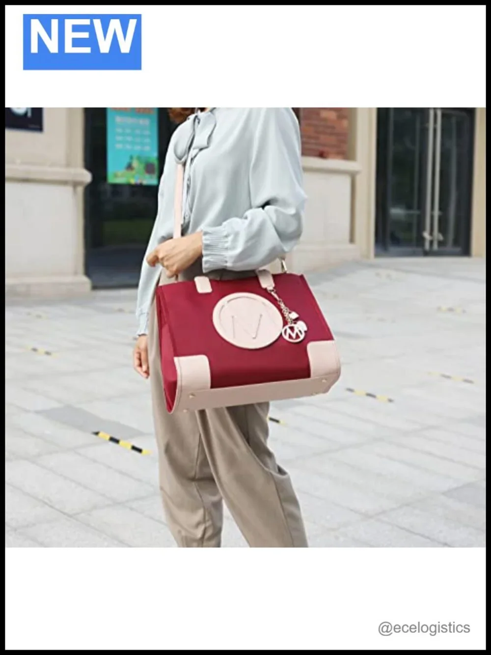 Satchel Tote Handbag & Wristlet Set - Vegan Leather with Crossbody Strap
